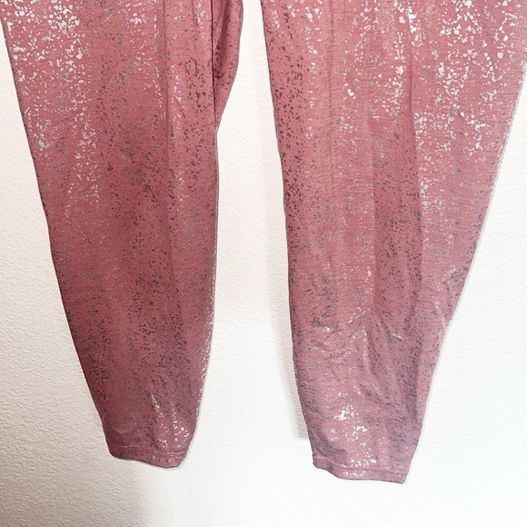 Sweaty Betty 7/8 Disco Metallic Pink Silver Leggings - Picture 3 of 9